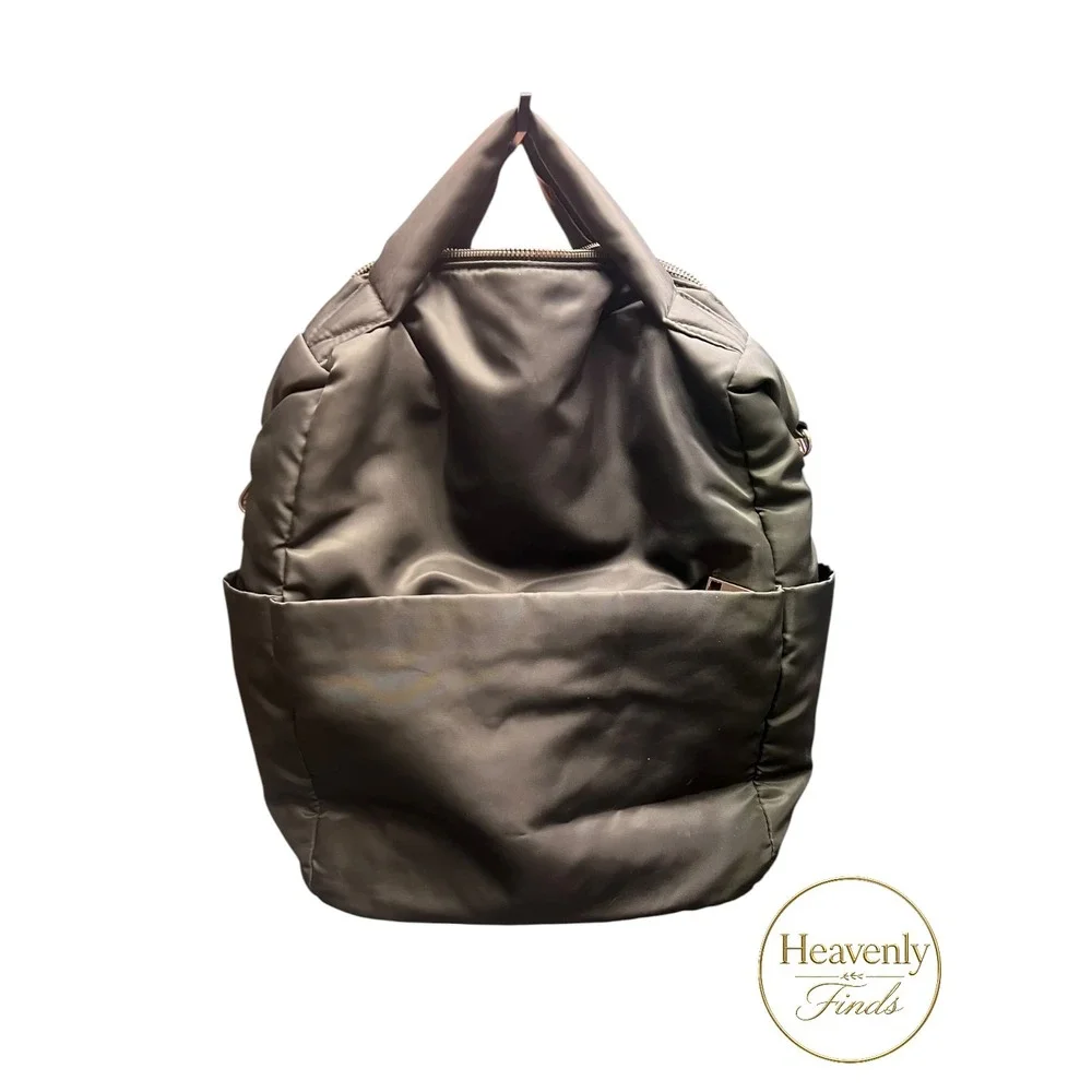 A New Day Padded Puff Backpack Green Quilted Travel School Bag Excellent